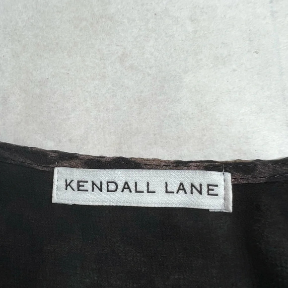 Kendall Lane Top Blouse Leopard Print Green Balloon Sleeve V-neck Sz S $285 Boho - Picture 6 of 9